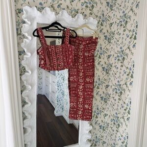 Red Patterned Two-Piece Set Sezane